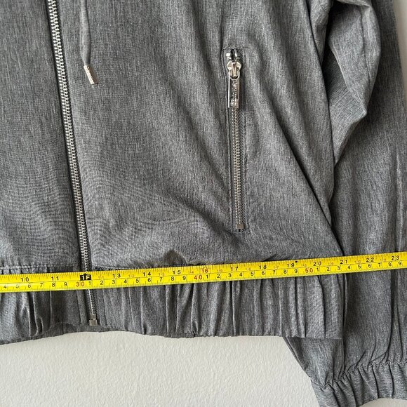 Calvin Klein Gray Lightweight Zip-Front Jacket Ruffle Hem Women’s S/M NWOT - Picture 5 of 10